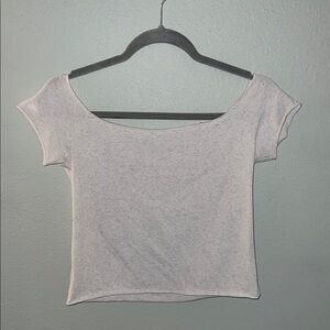 Brandy Melville Light Gray Scoop Neck Crop Top